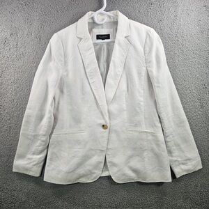 Talbots Ivory Single-Button Linen-Blend Blazer Size 10